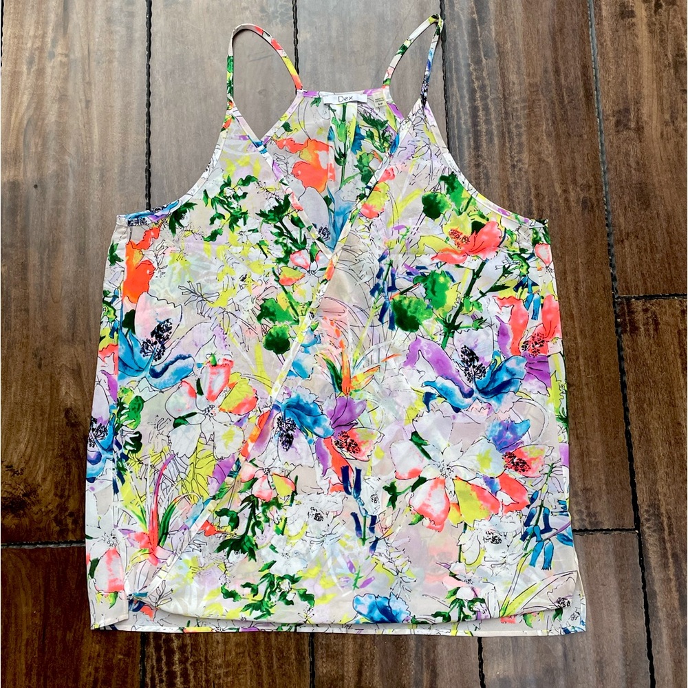 Dex Floral Faux Wrap Tank